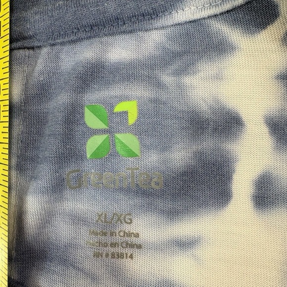 Green Tea Women's Shirt Blue White Tie-Dye PLUS SIZE XL Boho Hippie Festival - Picture 2 of 6